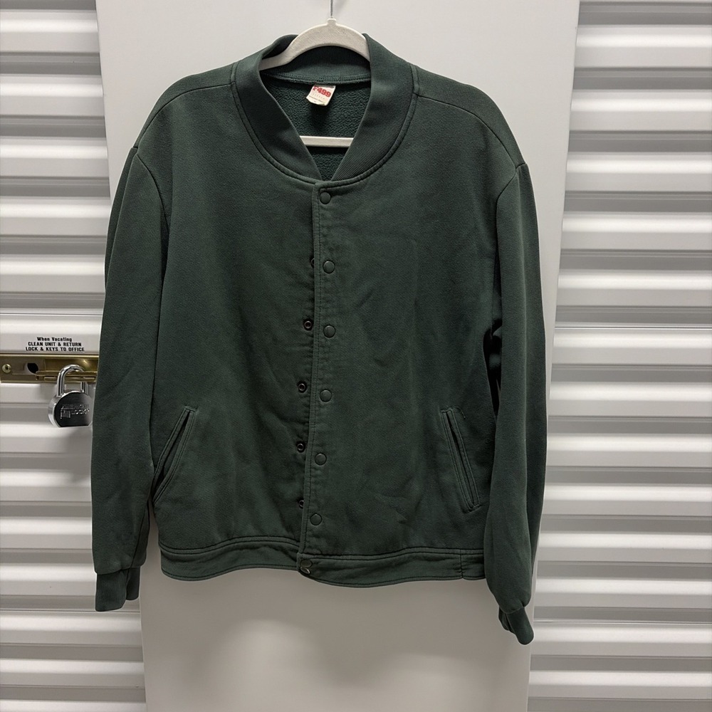 American Apparel Men‎ Heavy Terry Club Bomber Baseball Jacket XLGreen